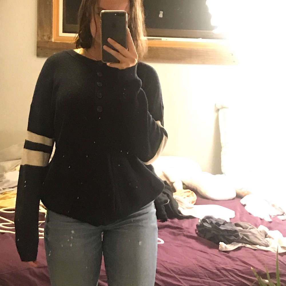 Blue striped large sweater